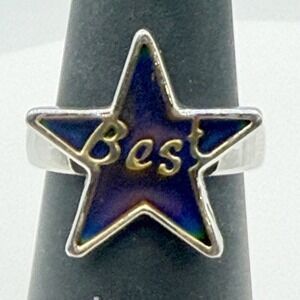 Color Changing Mood Star Ring "BEST" Silver Tone Size 6.75